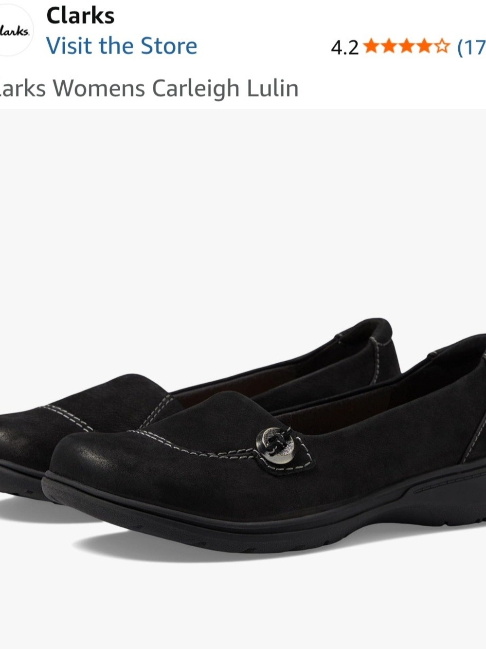 Clarks Womens Carleigh Lulin Black Slip-On Loafers